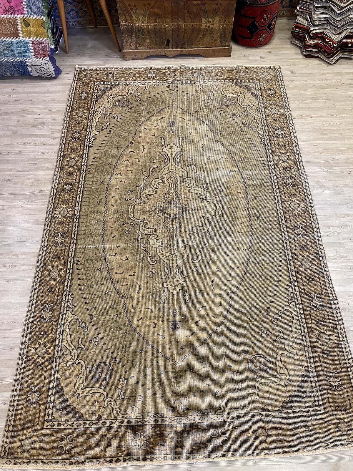 Demirci Distressed Vintage Rug — detail view 2, handmade vintage rug
