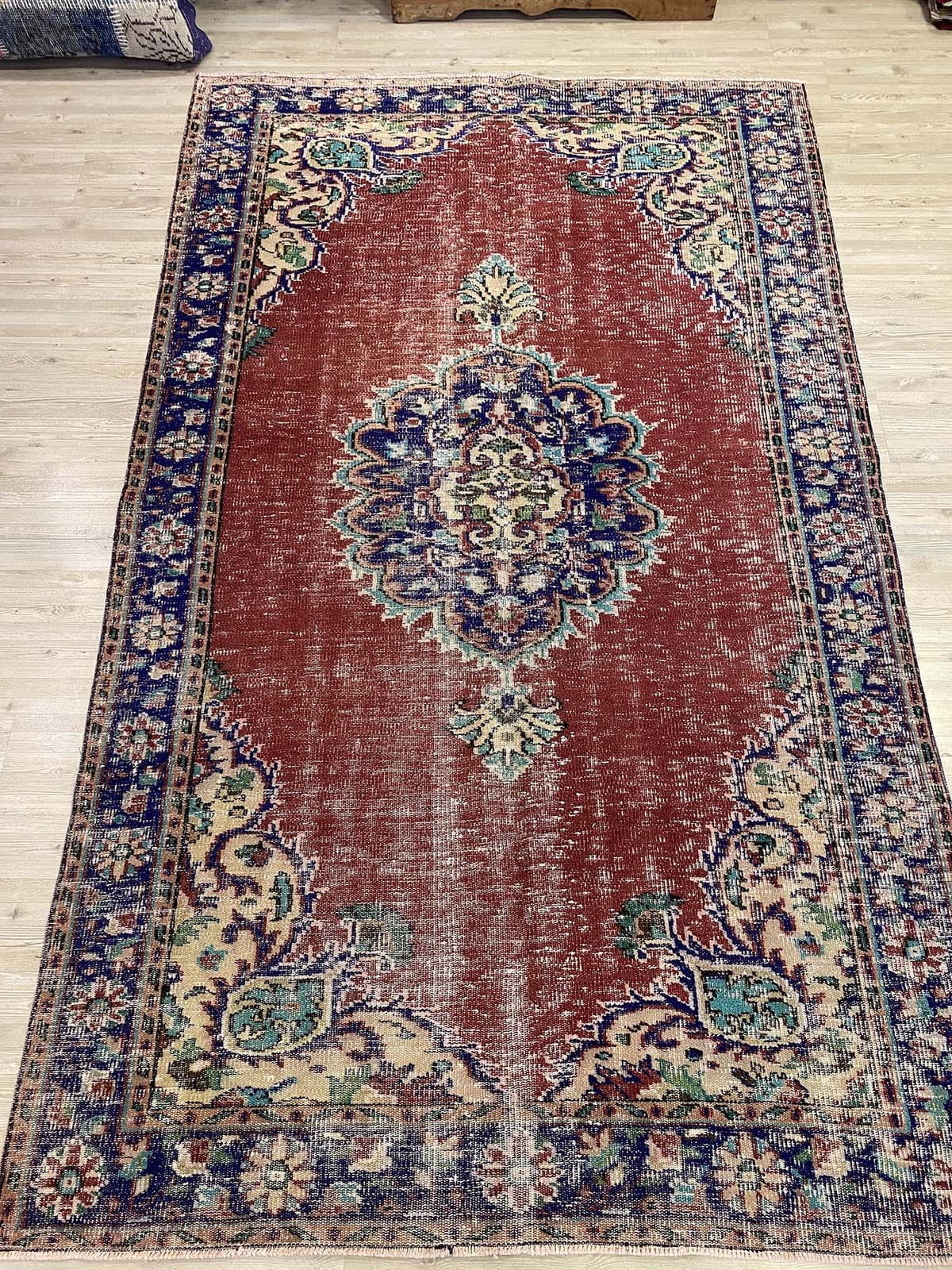 Demirci Distressed Vintage Rug — detail view 2, handmade vintage rug