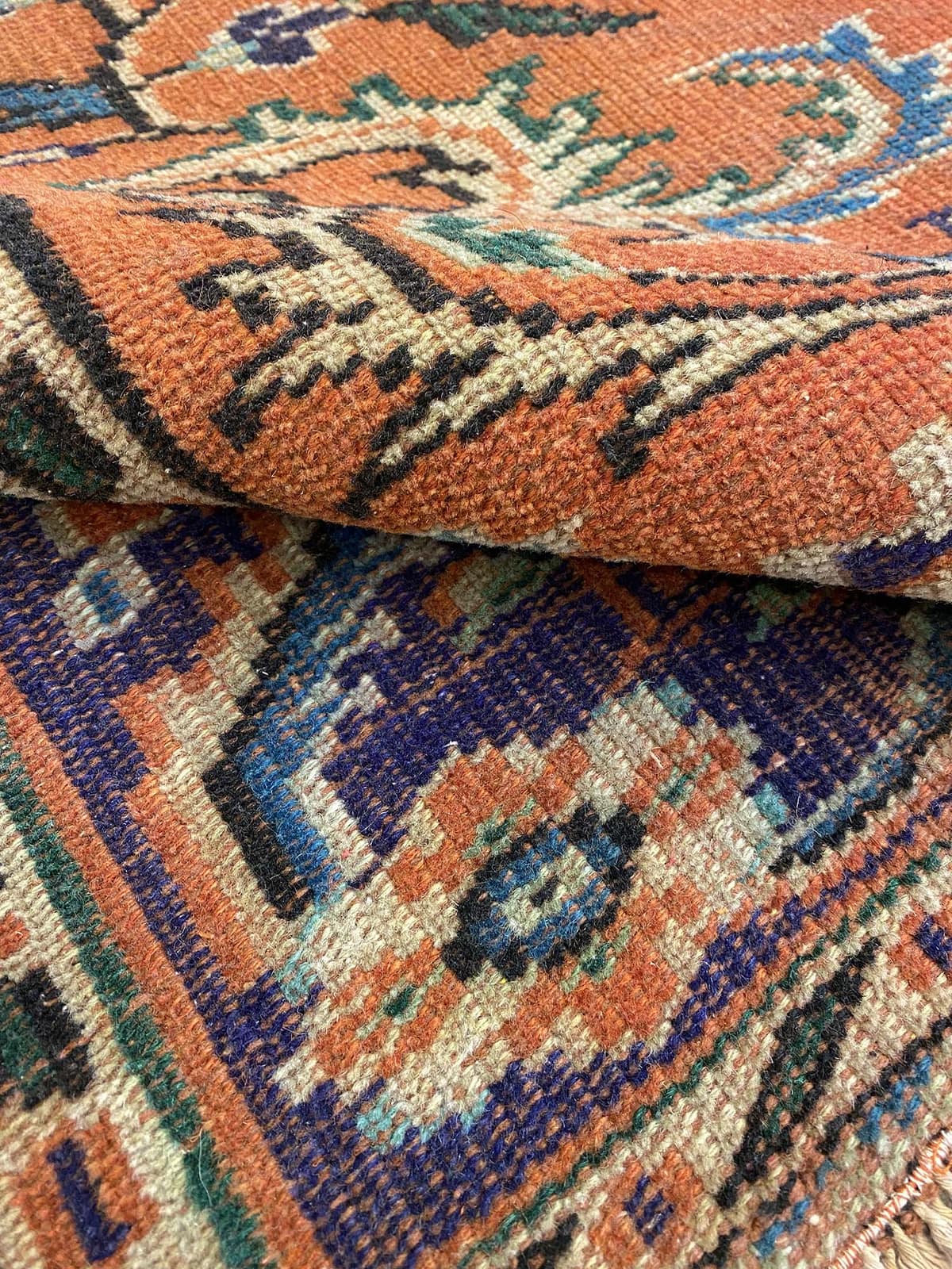 Turkish Distressed Vintage Rug — detail view 3, handmade vintage rug