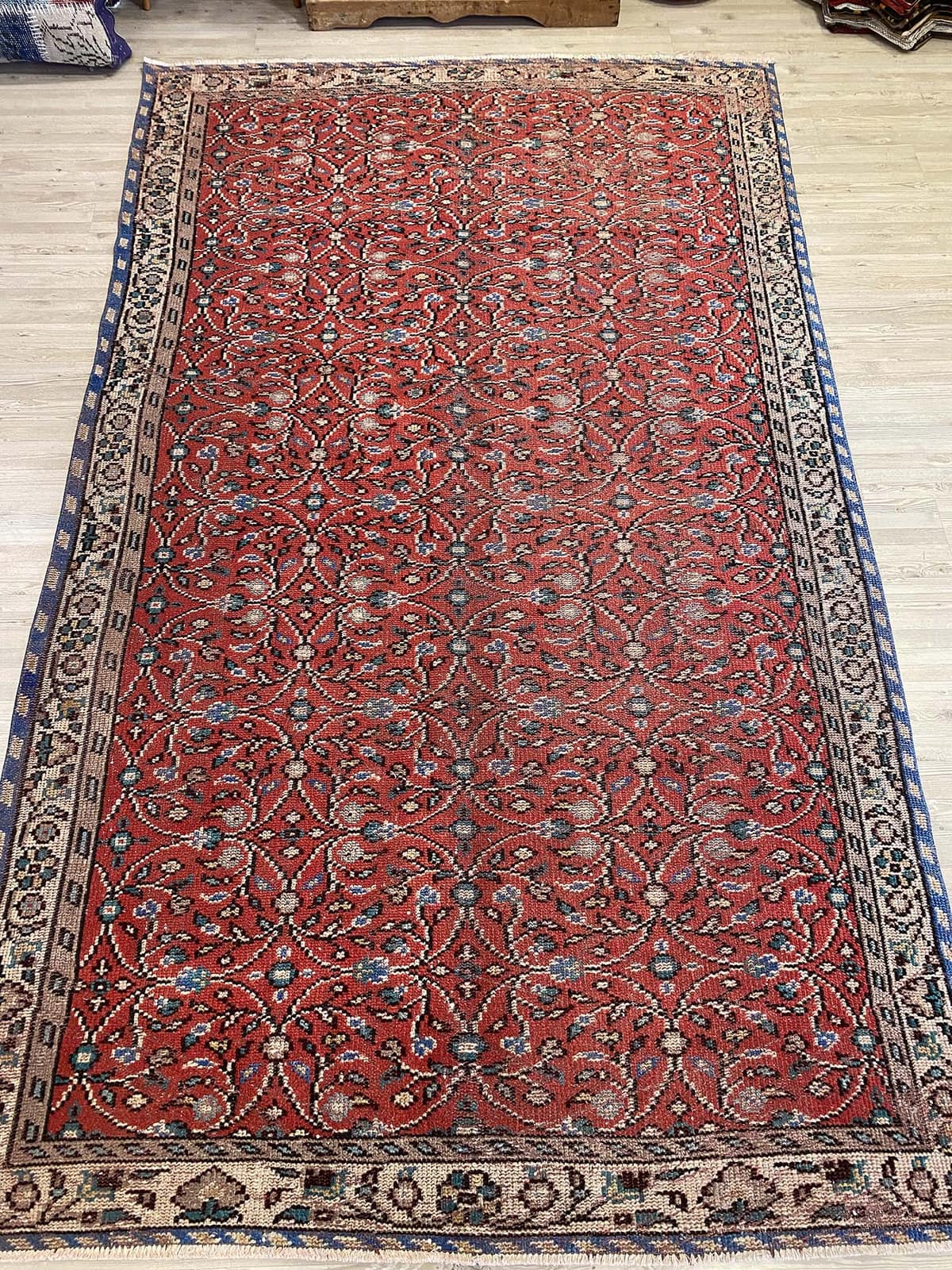 Legendary Lace-Weave Distressed Vintage Rug — detail view 2, handmade vintage rug