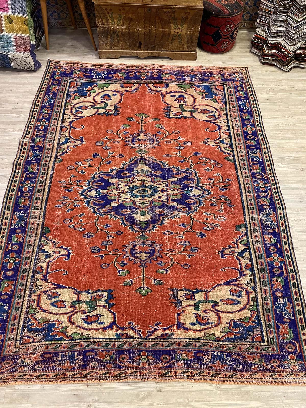 Imperial Textured Distressed Vintage Rug — detail view 3, handmade vintage rug