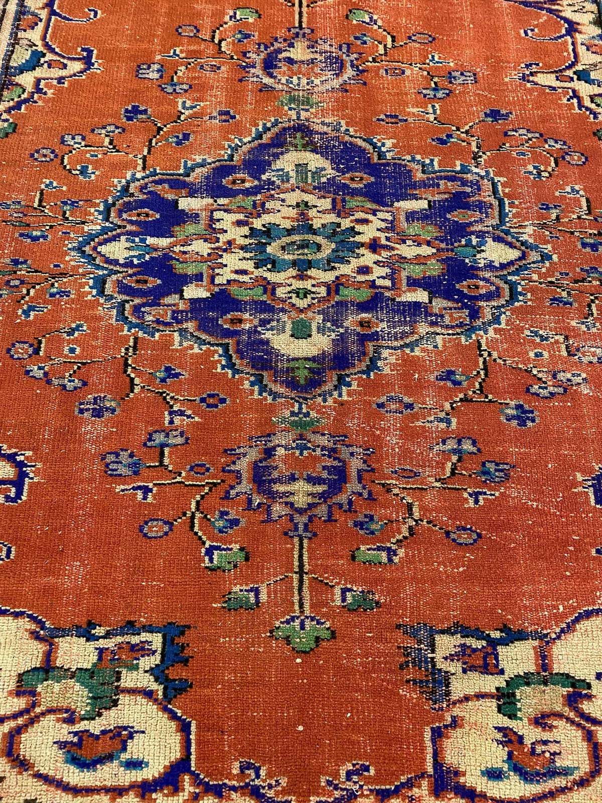 Imperial Textured Distressed Vintage Rug — detail view 4, handmade vintage rug