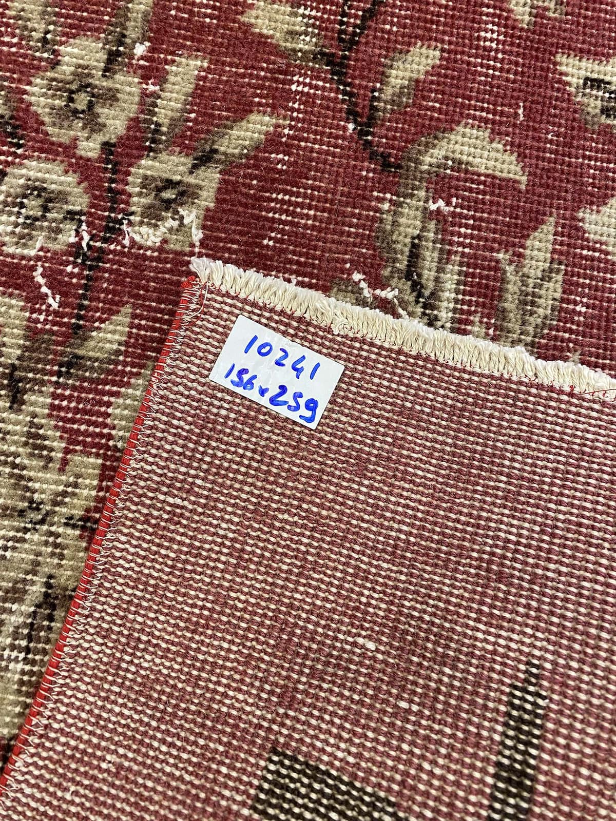 Enchanting Wool Weave Distressed Vintage Rug — detail view 4, handmade vintage rug