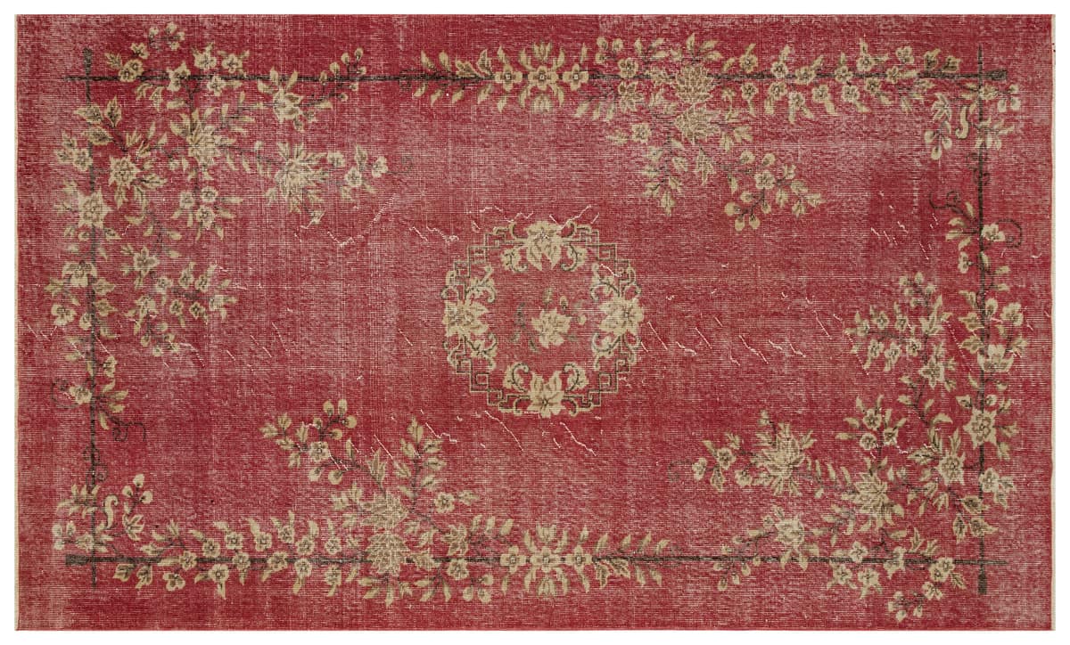 Enchanting Wool Weave Distressed Vintage Rug — detail view 5, handmade vintage rug