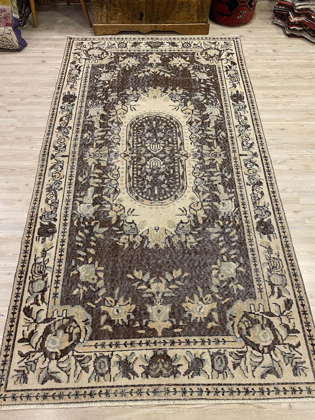 Legendary Lace-Weave Distressed Vintage Rug — detail view 2, handmade vintage rug