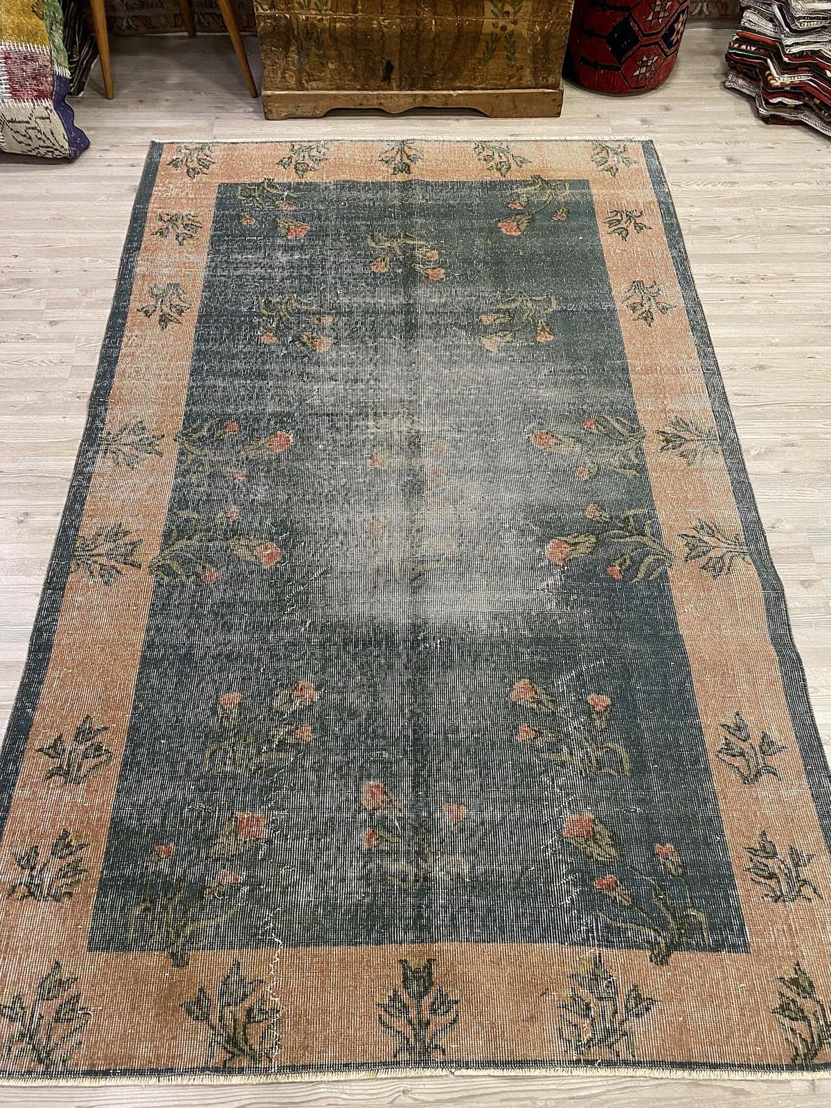 Ottoman Distressed Vintage Rug — detail view 2, handmade vintage rug
