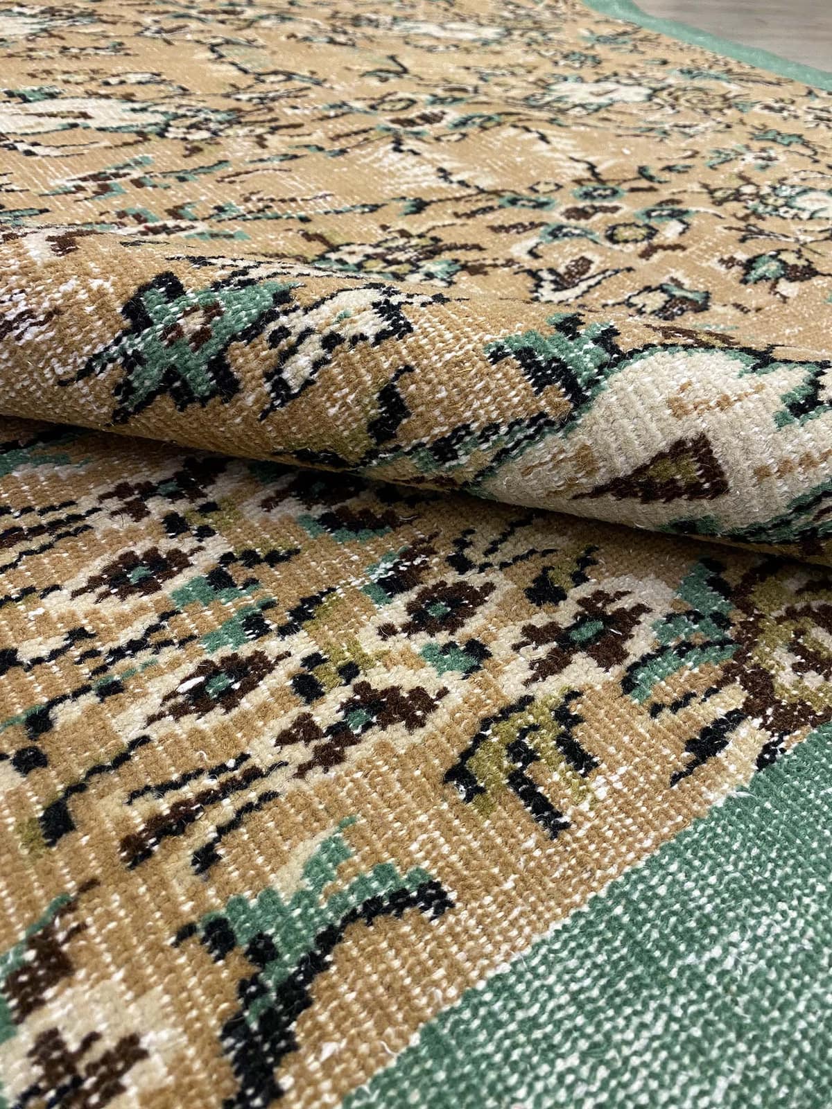 "A Pearl Kept Secret" Distressed Vintage Rug — detail view 4, handmade vintage rug