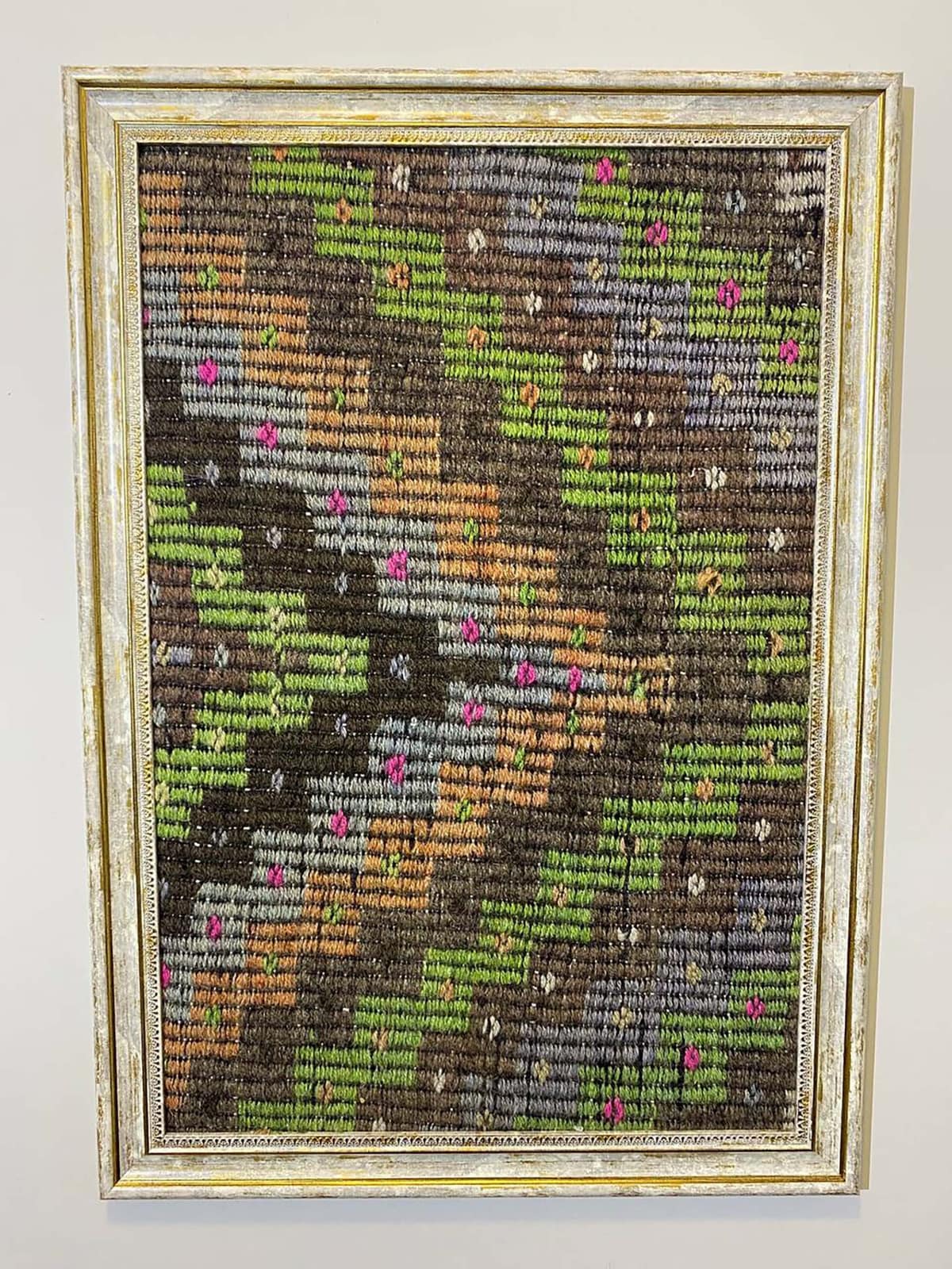 Historic Touch Wool Art Panel, vintage rug, Vintage, hand-knotted wool, cotton & silk, size 50 × 70 cm, from Gaziantep