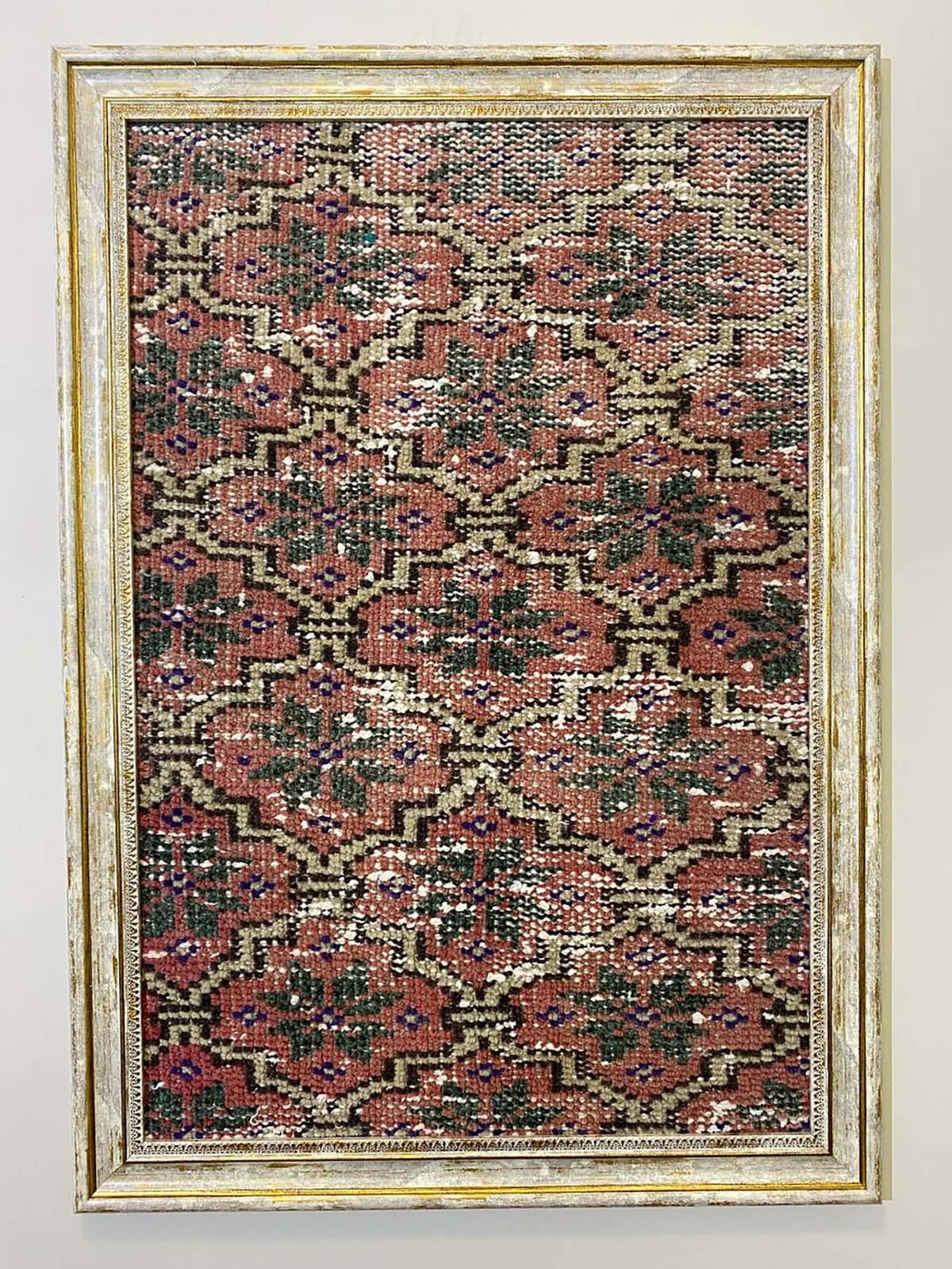 Historical Touch Wool Art Panel, vintage rug, Vintage, hand-knotted wool & silk, size 50 × 70 cm, from Yahyalı