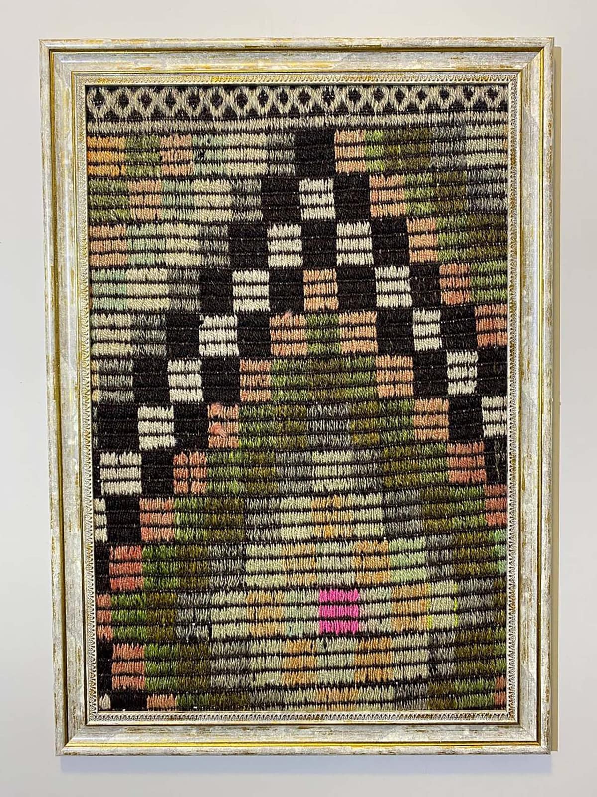"Soft Traces of Time" Painting, vintage rug, Vintage, hand-knotted cotton, size 50 × 70 cm, from Antalya
