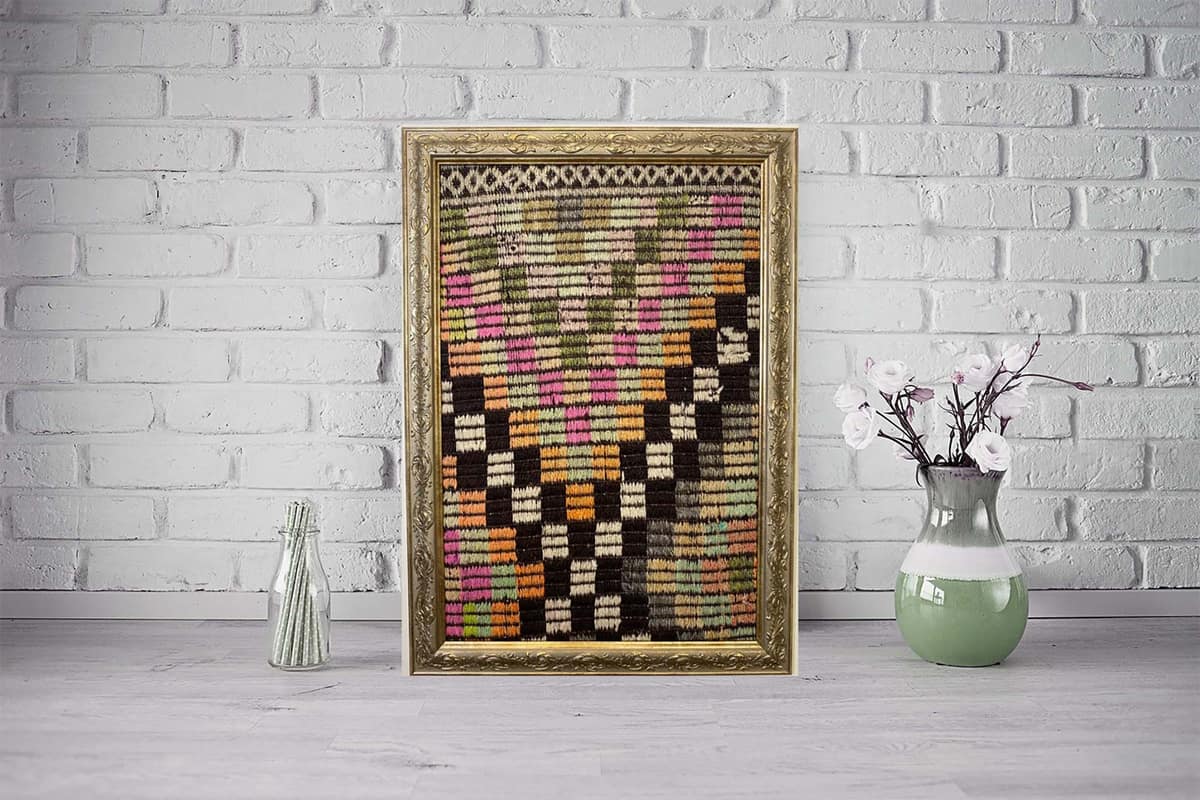 "Soft Traces of Time" Painting, vintage rug, Vintage, hand-knotted cotton, size 50 × 70 cm, from Sivas