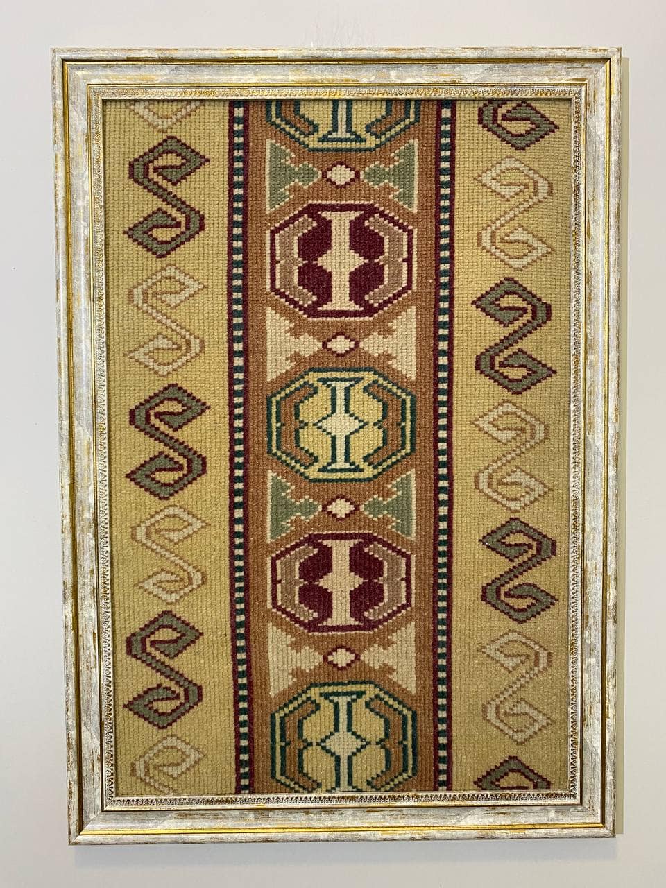 Whispers of Anatolia: Wool Painting, vintage rug, Vintage, hand-knotted wool & silk, size 50 × 70 cm, from Konya