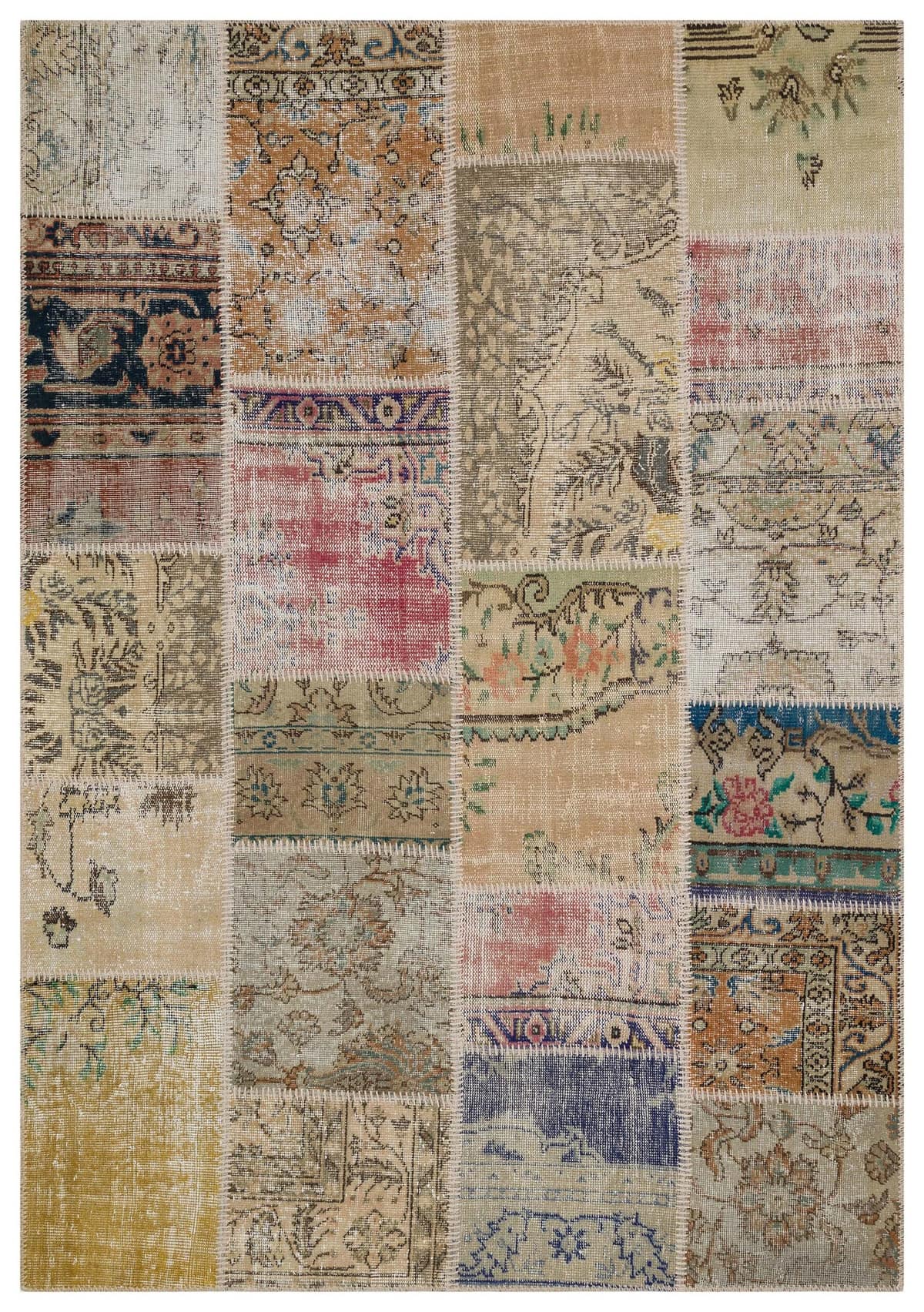 Handwoven Patchwork Design Rug — detail view 2, handmade vintage rug