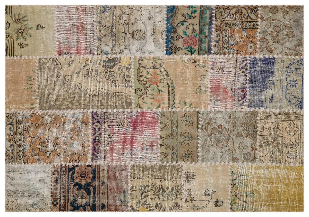 Handwoven Patchwork Design Rug — detail view 3, handmade vintage rug