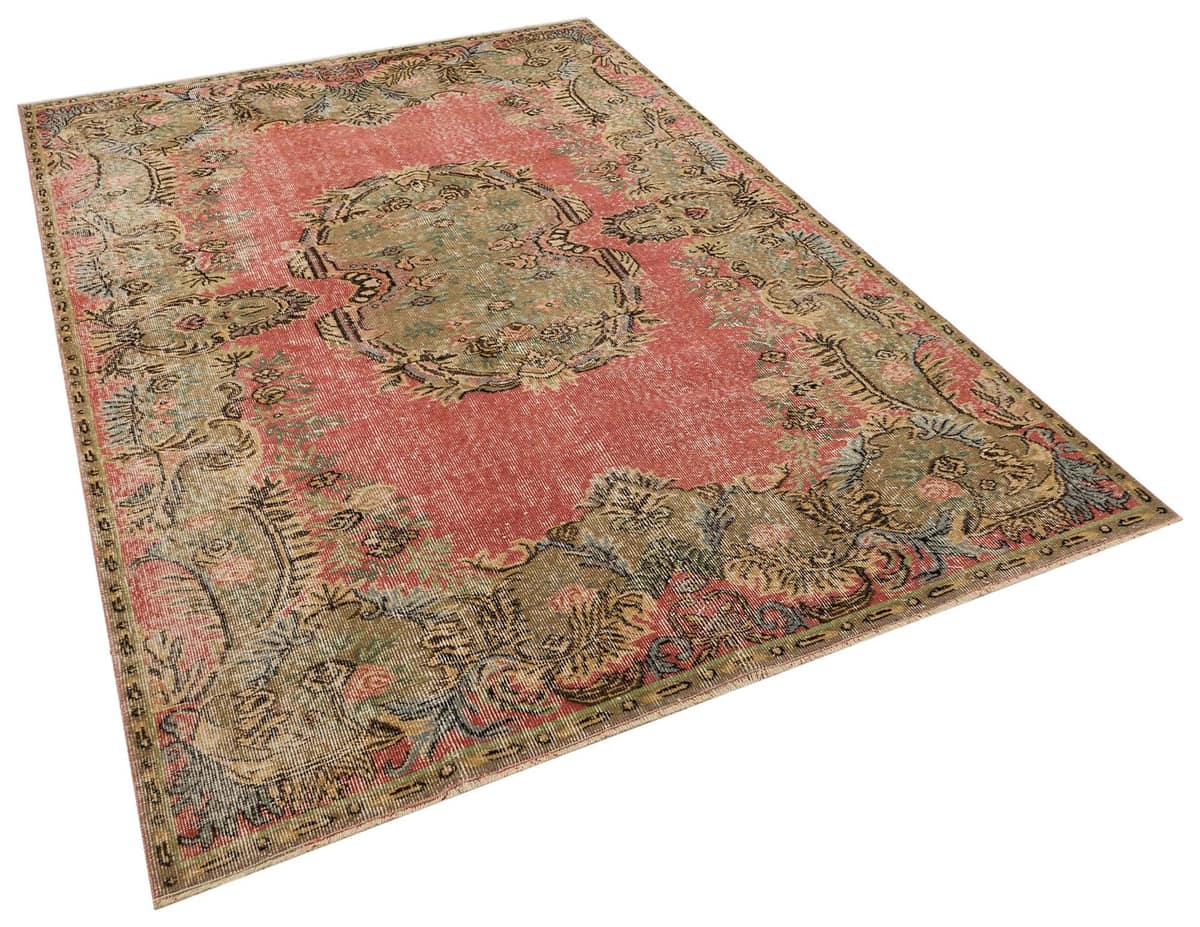 Handmade Rug with Anatolian Patterns, vintage rug, Handmade, hand-knotted wool & cotton, size 174 × 252 cm, from Ladik