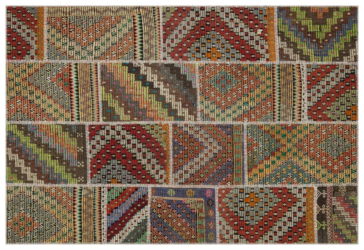 Handmade, One-of-a-Kind Patchwork Rug — detail view 2, handmade vintage rug