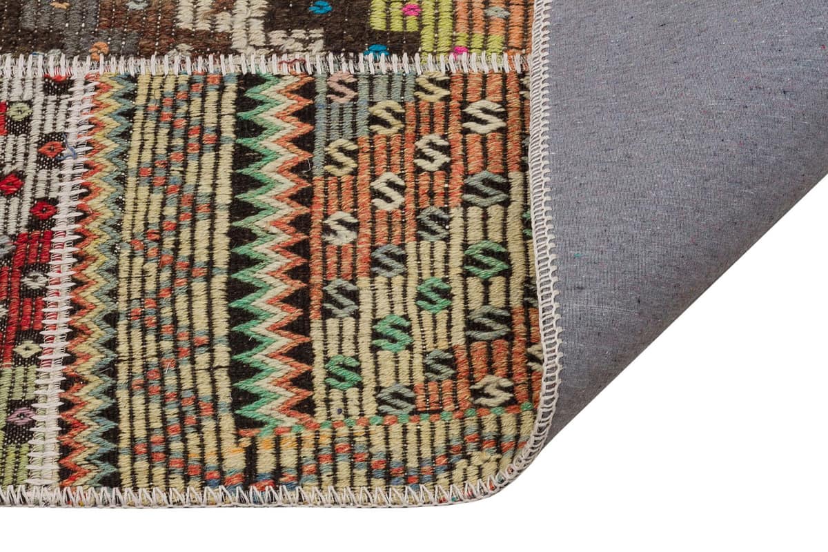 Handmade, One-of-a-Kind Patchwork Rug — detail view 3, handmade vintage rug