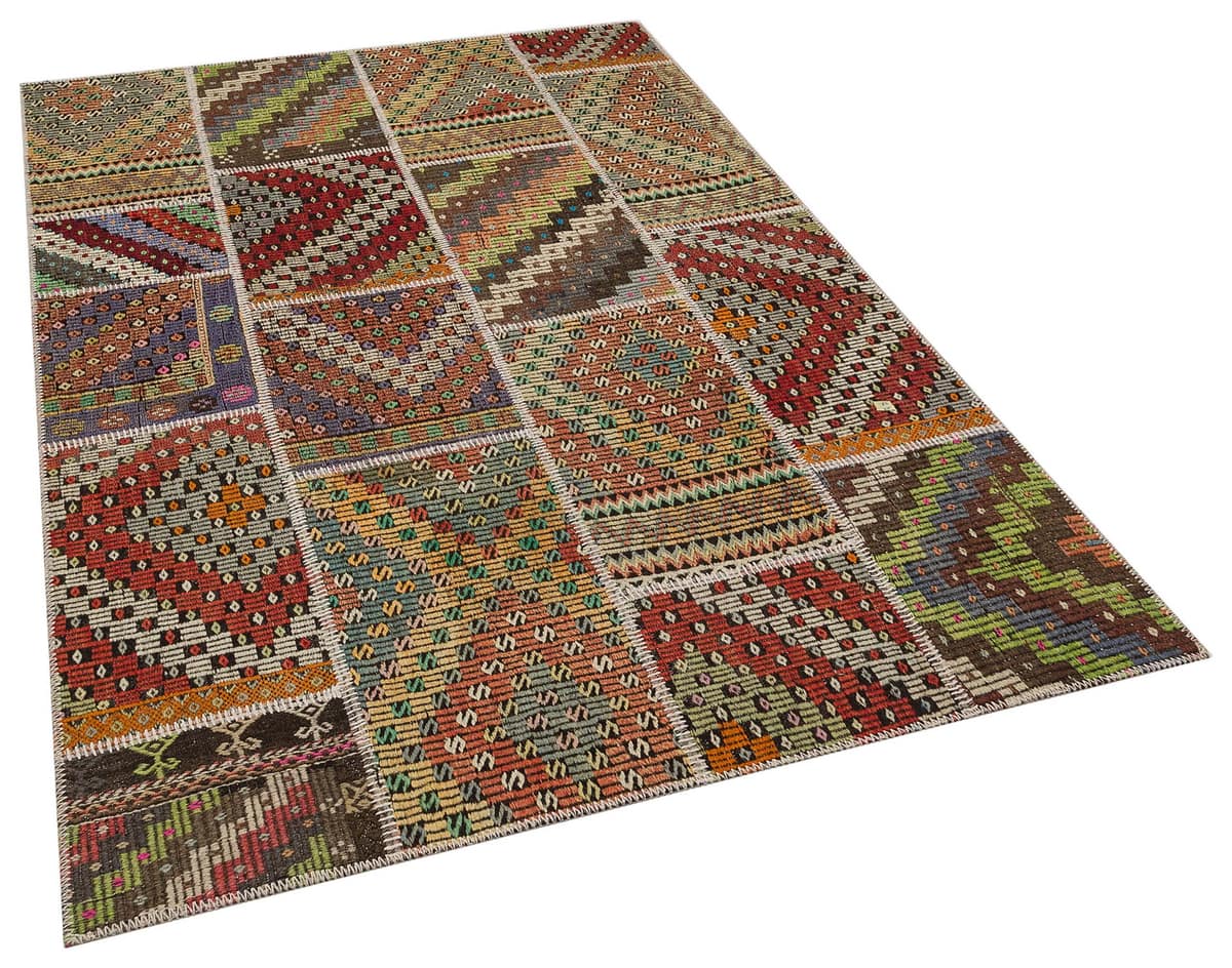 Handmade, One-of-a-Kind Patchwork Rug, vintage rug, Handmade, hand-knotted wool, size 160 × 230 cm, from Kars