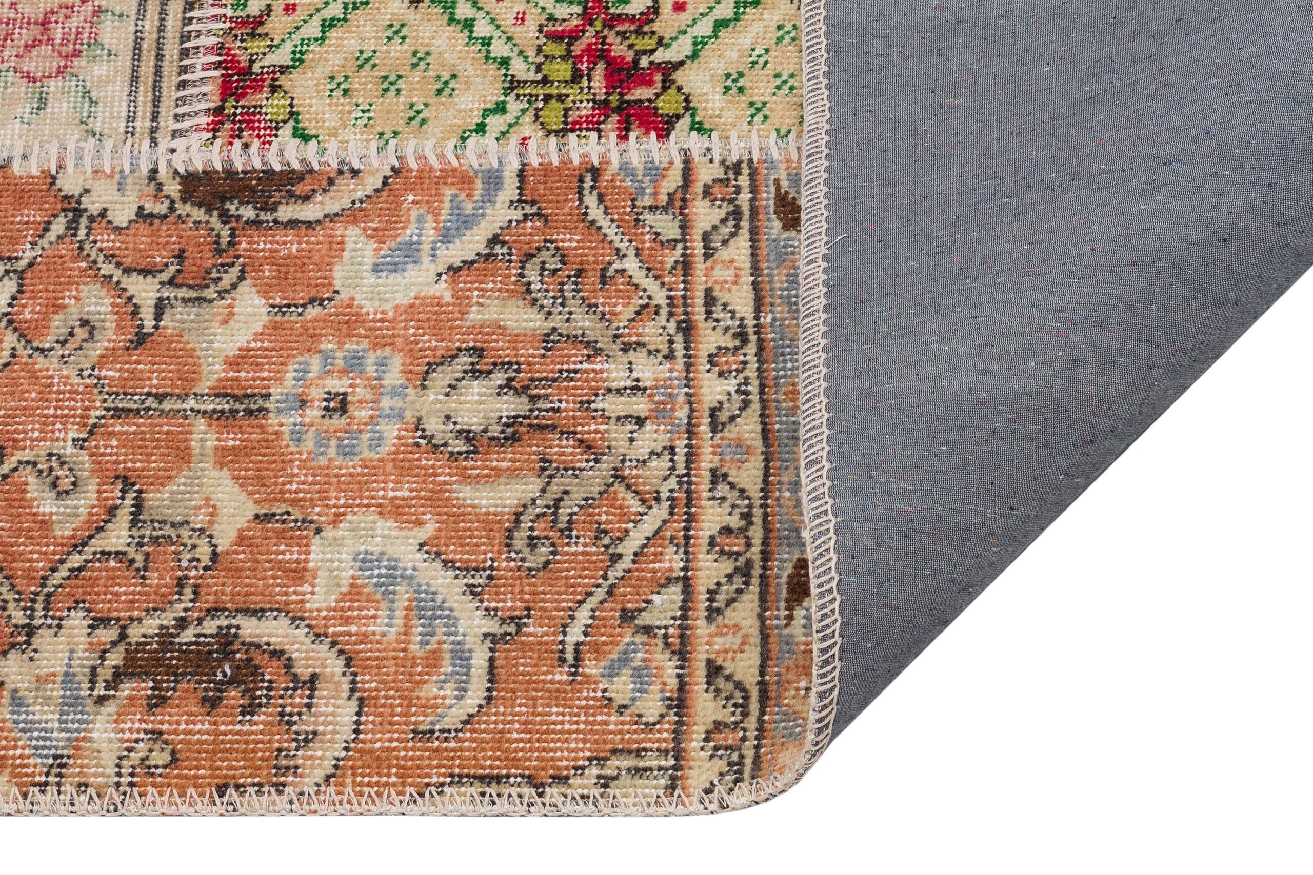 Handwoven Patchwork Rug Dye-Dyed — detail view 2, handmade vintage rug