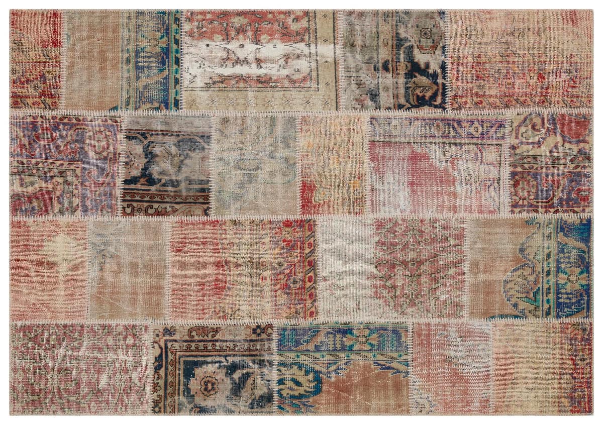 Unique Handwoven Patchwork Rug — detail view 2, handmade vintage rug
