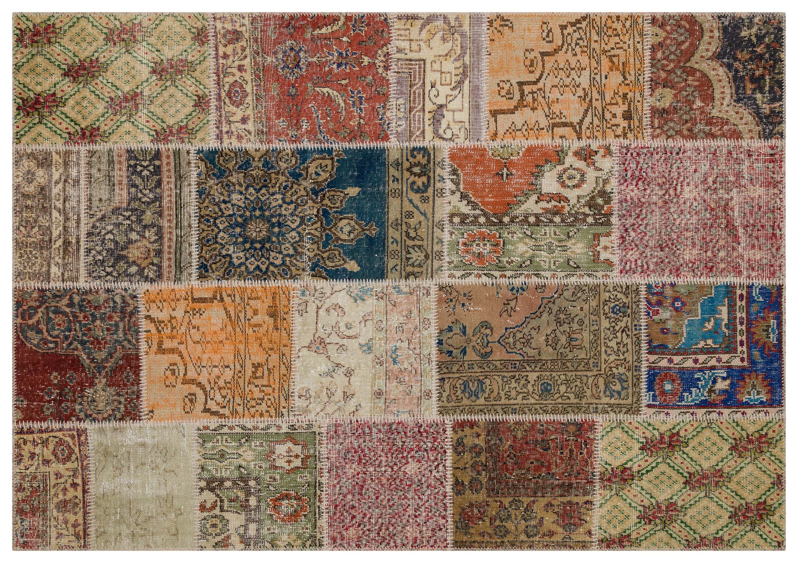 Hand-Woven Patchwork Rug — detail view 2, handmade vintage rug