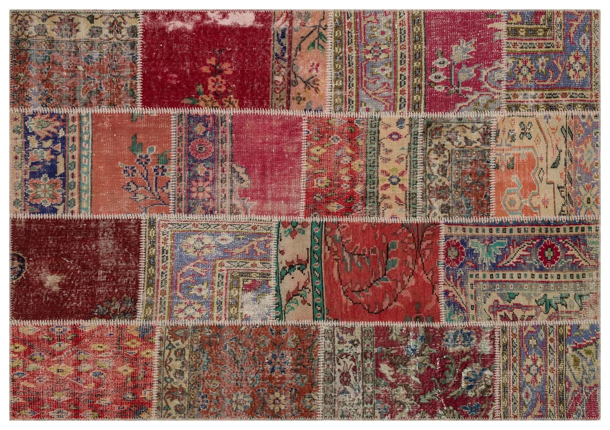 Unique Handwoven Rug with a Patchwork Pattern — detail view 2, handmade vintage rug