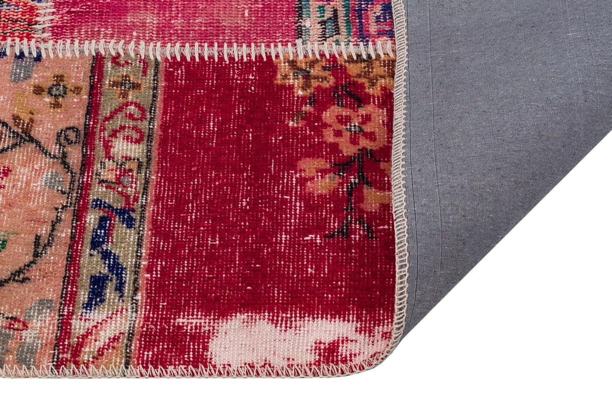 Unique Handwoven Rug with a Patchwork Pattern — detail view 3, handmade vintage rug