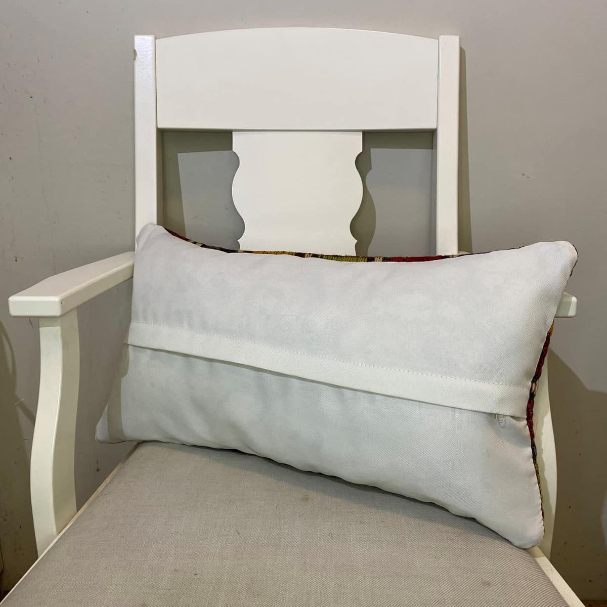 Hand-Woven Patchwork Pillowcase — detail view 2, kilim vintage rug