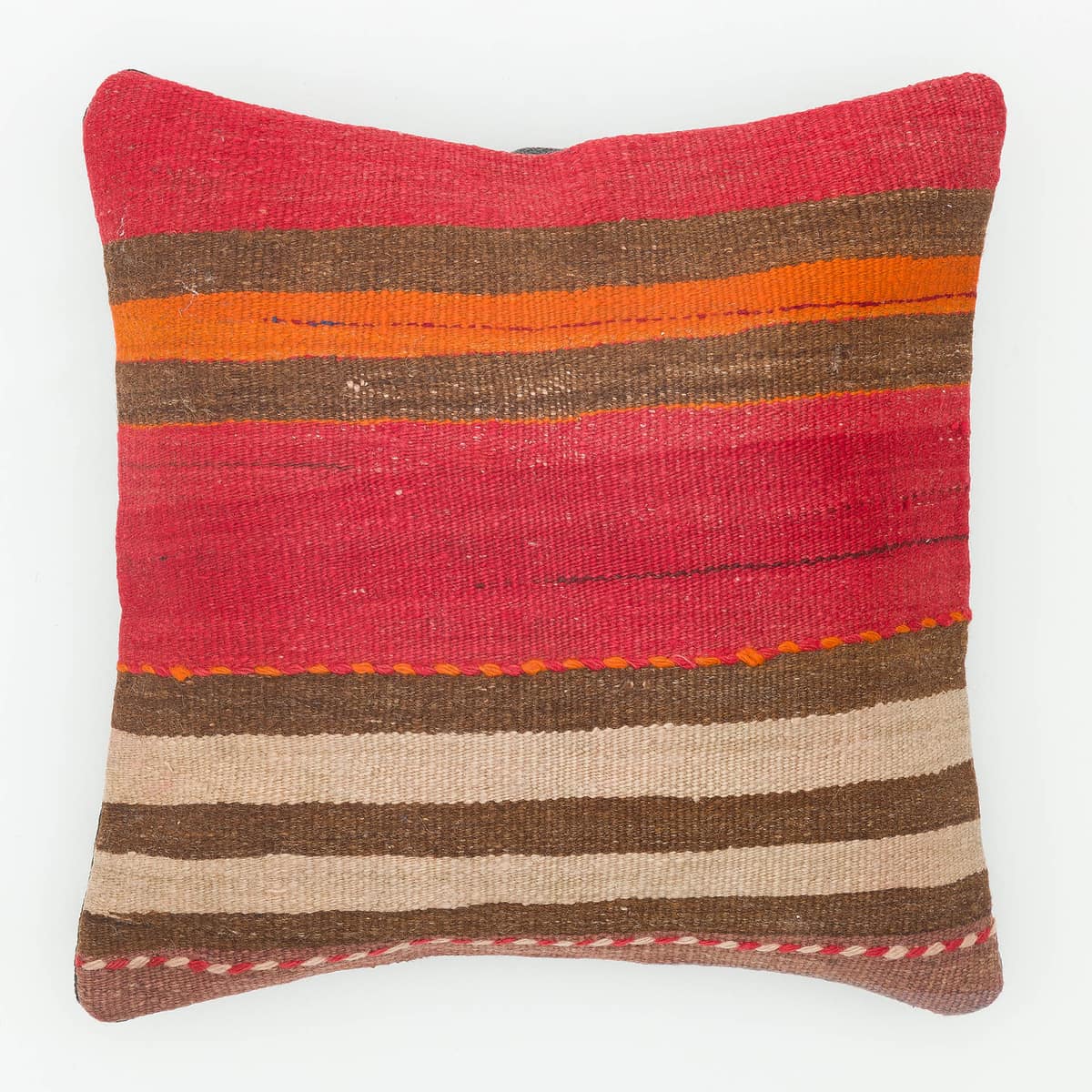 Hand-Woven Pillowcase, vintage rug, Kilim, hand-knotted cotton, size 40 × 40 cm, from Ladik