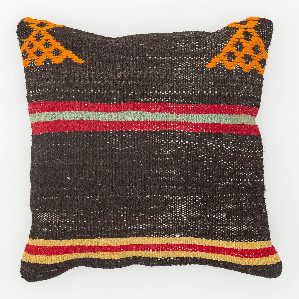 Hand-Woven Pillowcase, vintage rug, Kilim, hand-knotted wool & cotton, size 40 × 40 cm, from Demirci
