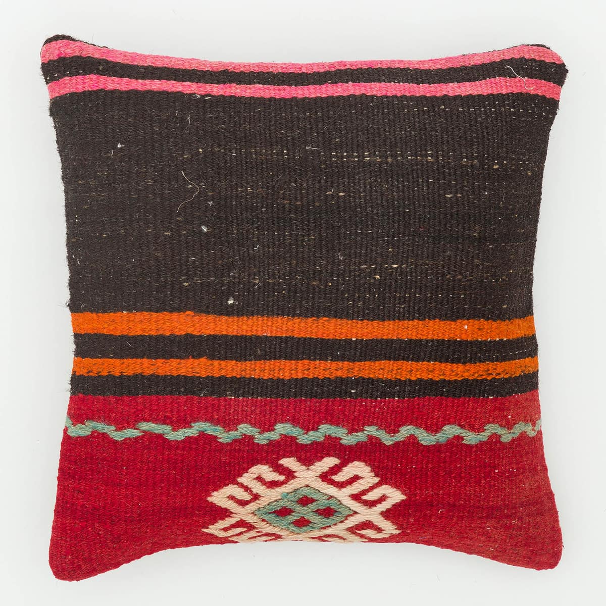 Hand-Woven Pillowcase, vintage rug, Kilim, hand-knotted silk, size 40 × 40 cm, from Kars