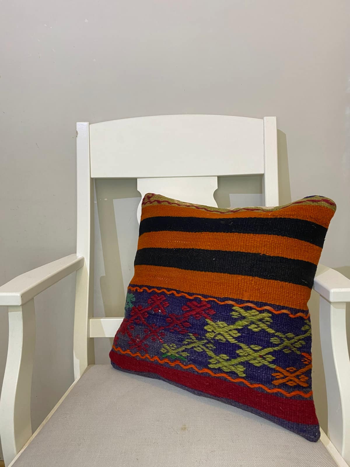 Hand-Woven Pillowcase, vintage rug, Kilim, hand-knotted wool, size 45 × 45 cm, from Cappadocia