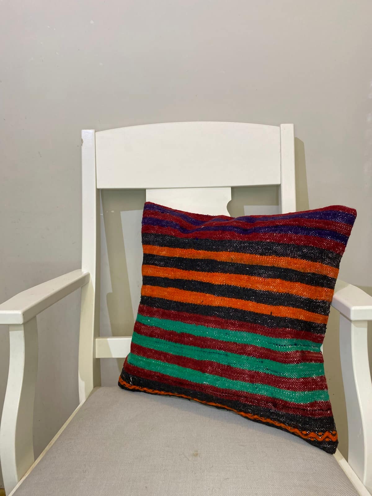 Hand-Woven Pillowcase, vintage rug, Kilim, hand-knotted cotton, size 45 × 45 cm, from Kayseri