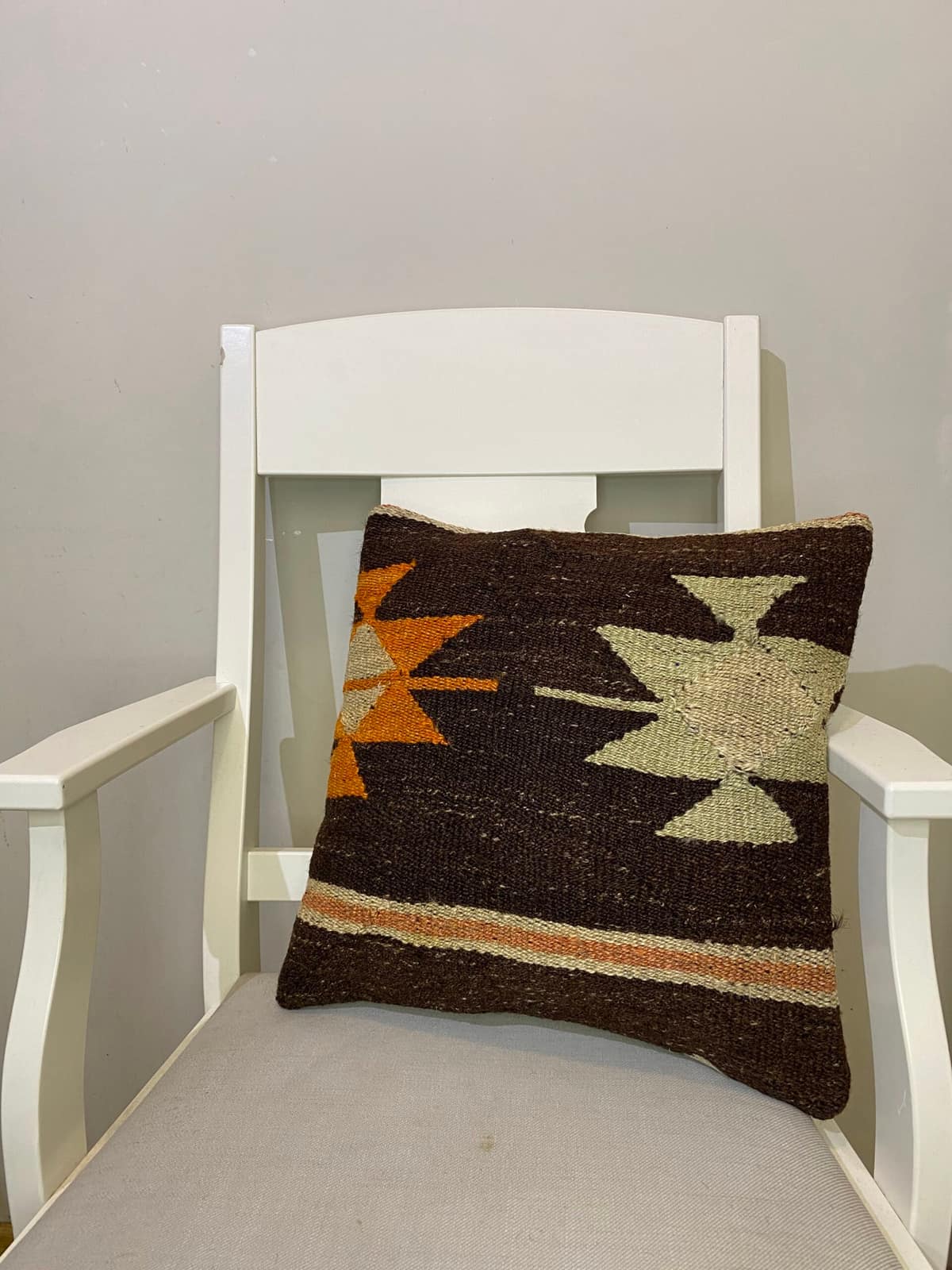 Handwoven Pillowcase, vintage rug, Kilim, hand-knotted cotton, size 45 × 45 cm, from Demirci