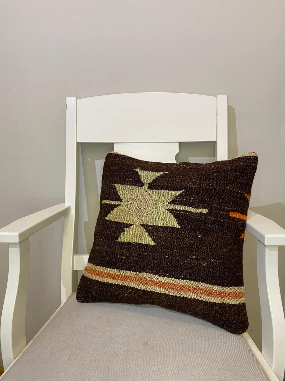 Hand-Woven Pillowcase, vintage rug, Kilim, hand-knotted silk, size 45 × 45 cm, from Konya