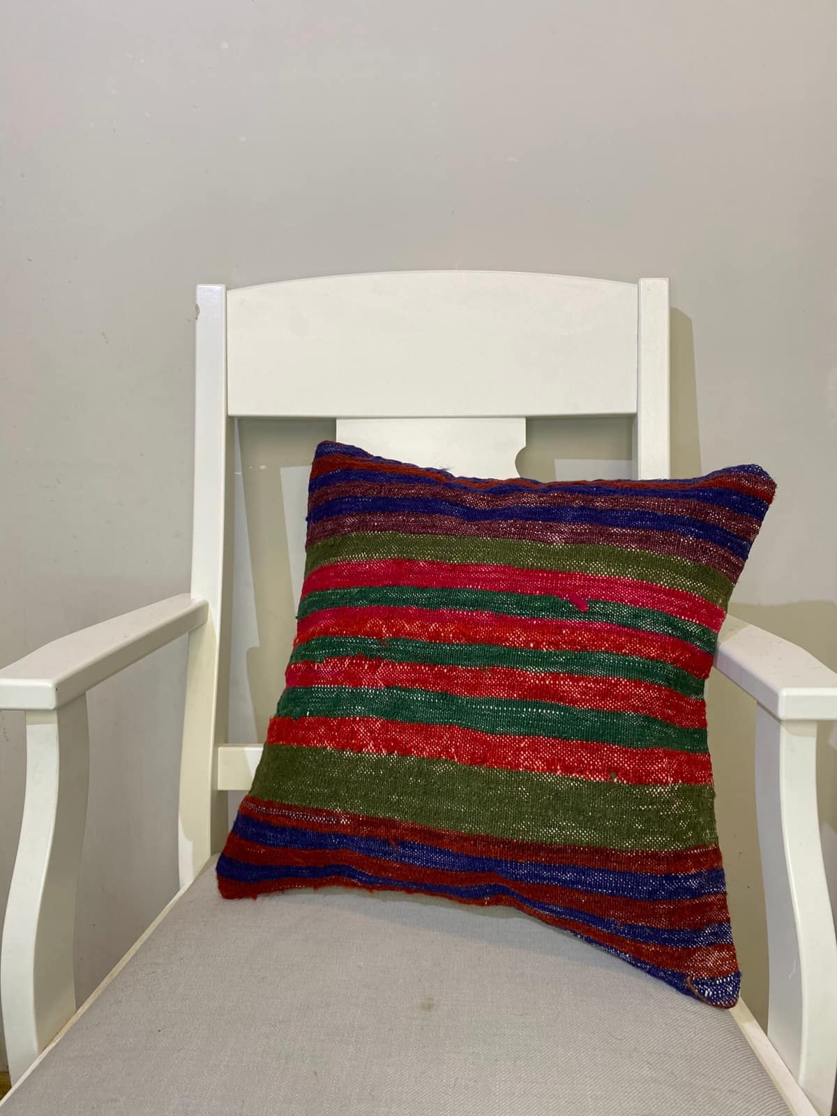 Handwoven Pillowcase, vintage rug, Kilim, hand-knotted silk, size 45 × 45 cm, from Anatolia