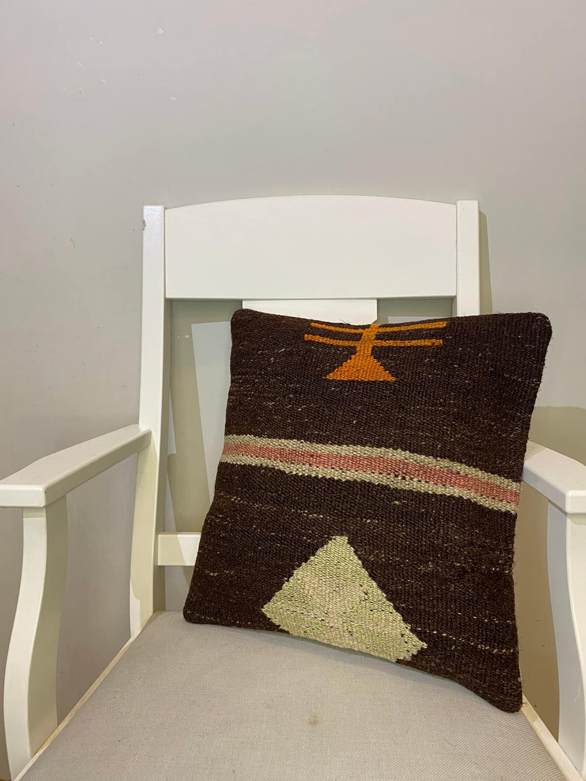 Hand-Woven Pillowcase, vintage rug, Kilim, hand-knotted wool, size 45 × 45 cm, from Antalya