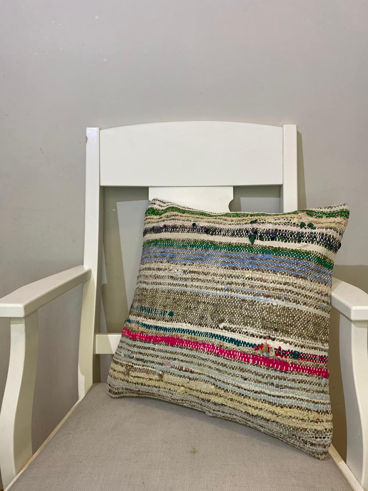 Handwoven Pillowcase, vintage rug, Kilim, hand-knotted silk, size 45 × 45 cm, from Bursa