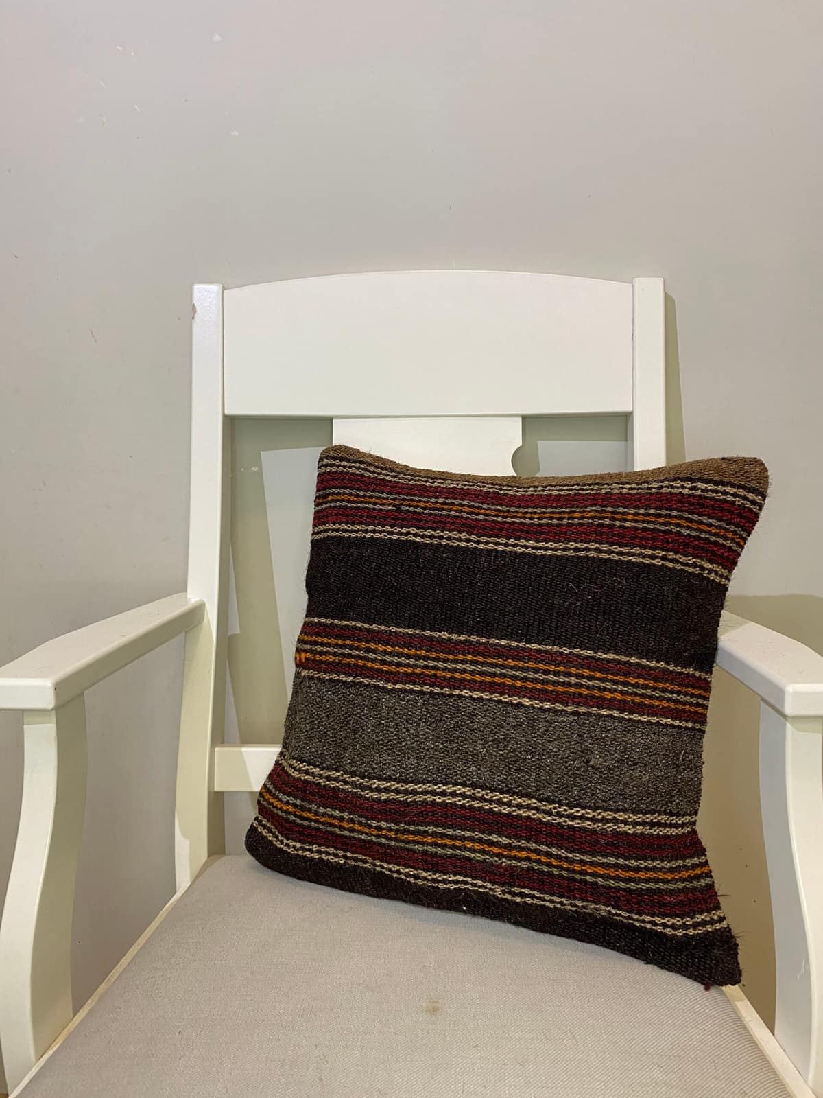 Hand-Woven Pillowcase, vintage rug, Kilim, hand-knotted silk, size 45 × 45 cm, from Oushak