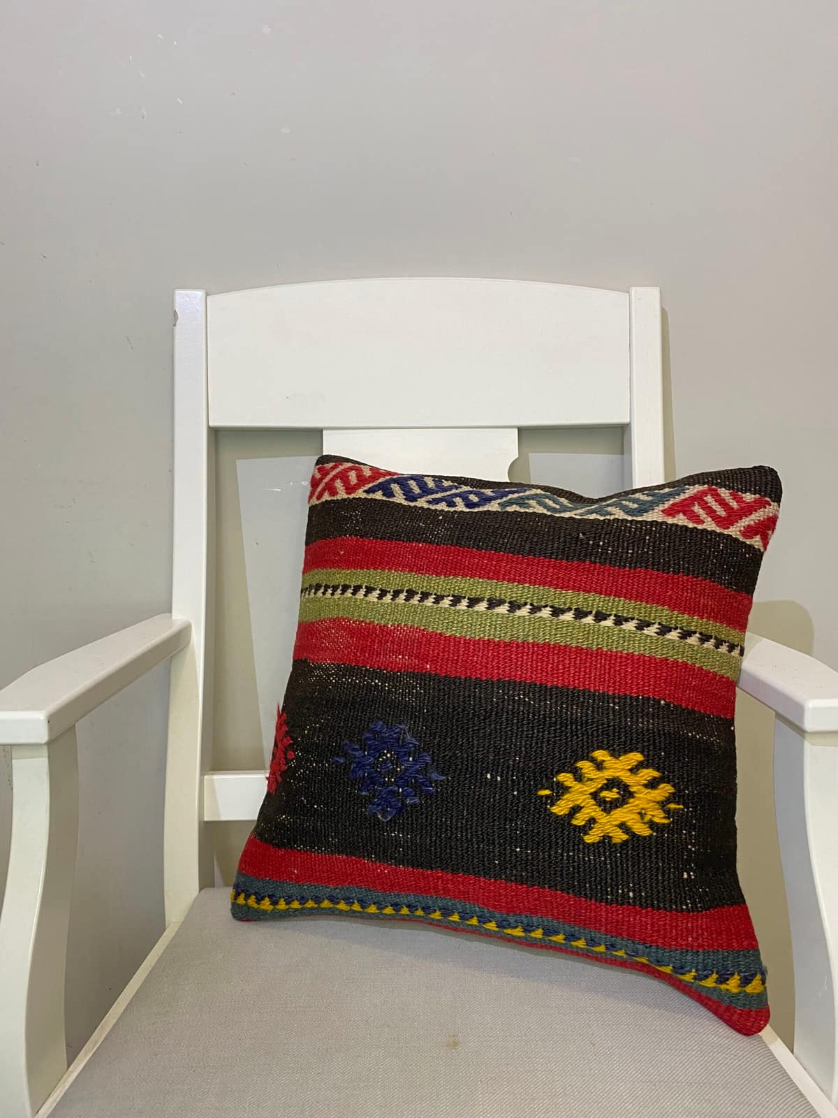 Hand-Woven Pillowcase, vintage rug, Kilim, hand-knotted cotton, size 45 × 45 cm, from Yahyalı