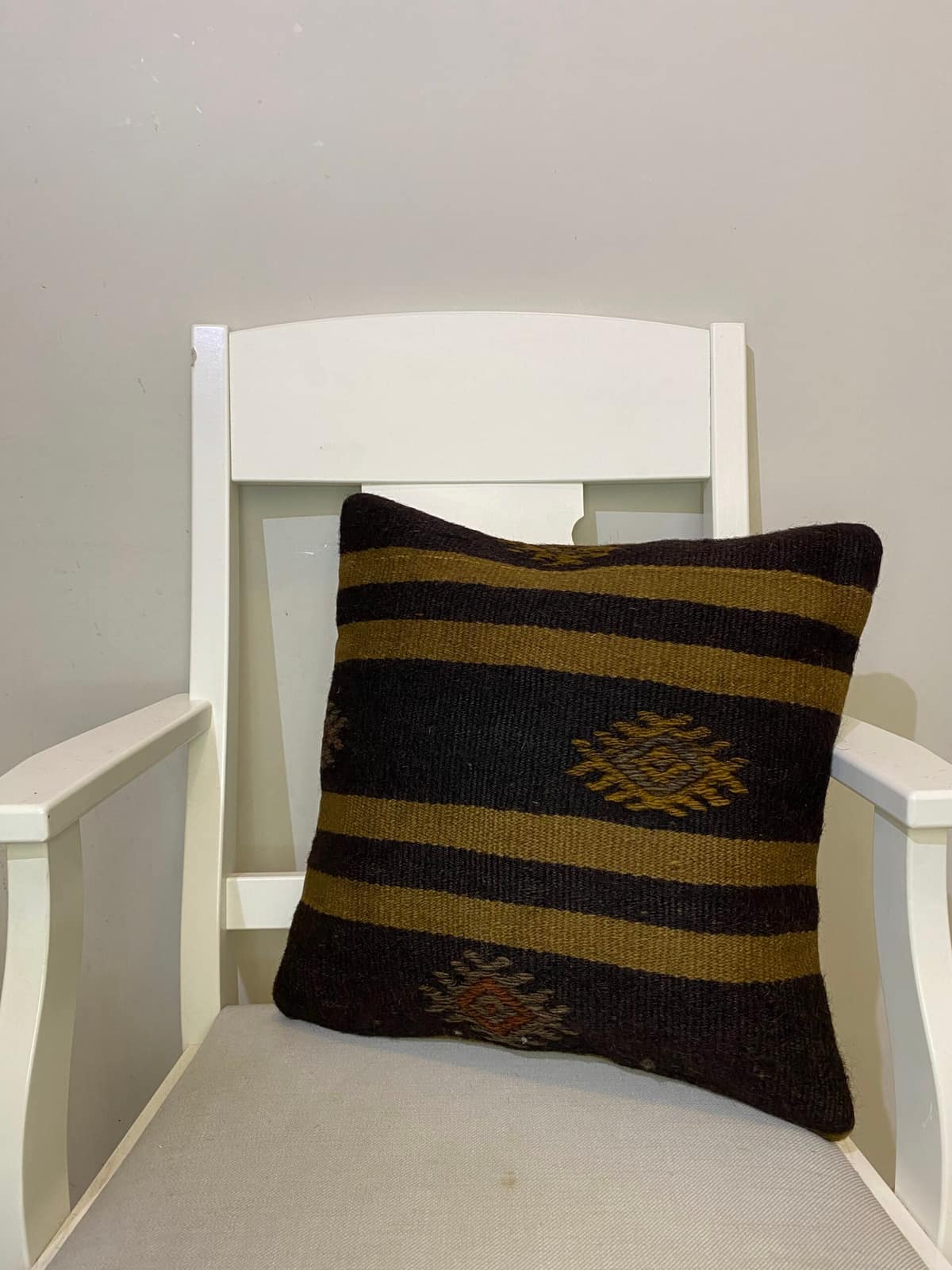 Hand-Woven Pillowcase, vintage rug, Kilim, hand-knotted wool, size 45 × 45 cm, from Milas