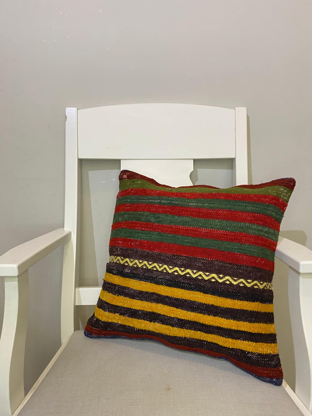 Hand-Woven Pillowcase, vintage rug, Kilim, hand-knotted cotton, size 45 × 45 cm, from Kayseri