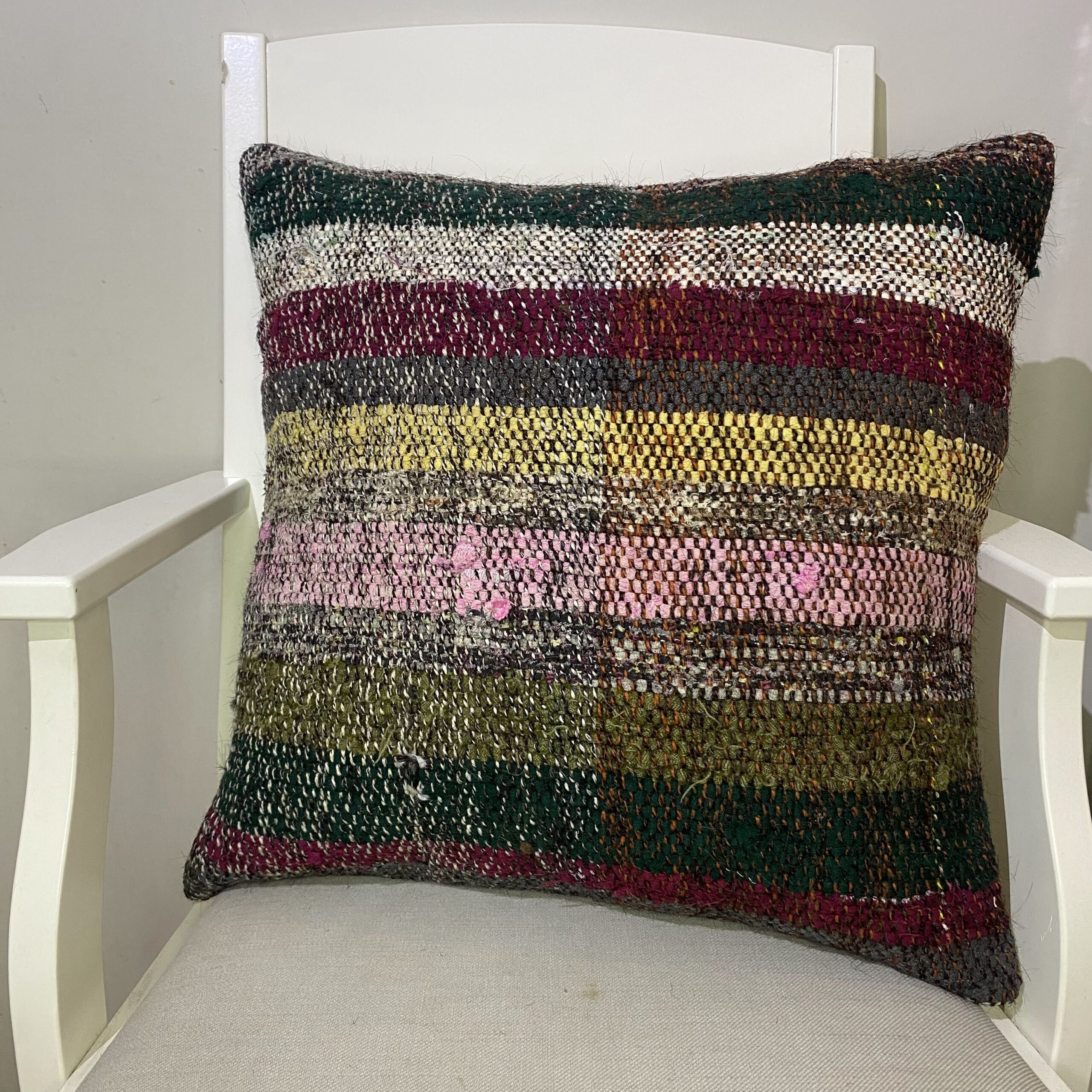 Hand-Woven Pillowcase, vintage rug, Kilim, hand-knotted wool, size 50 × 50 cm, from Isparta