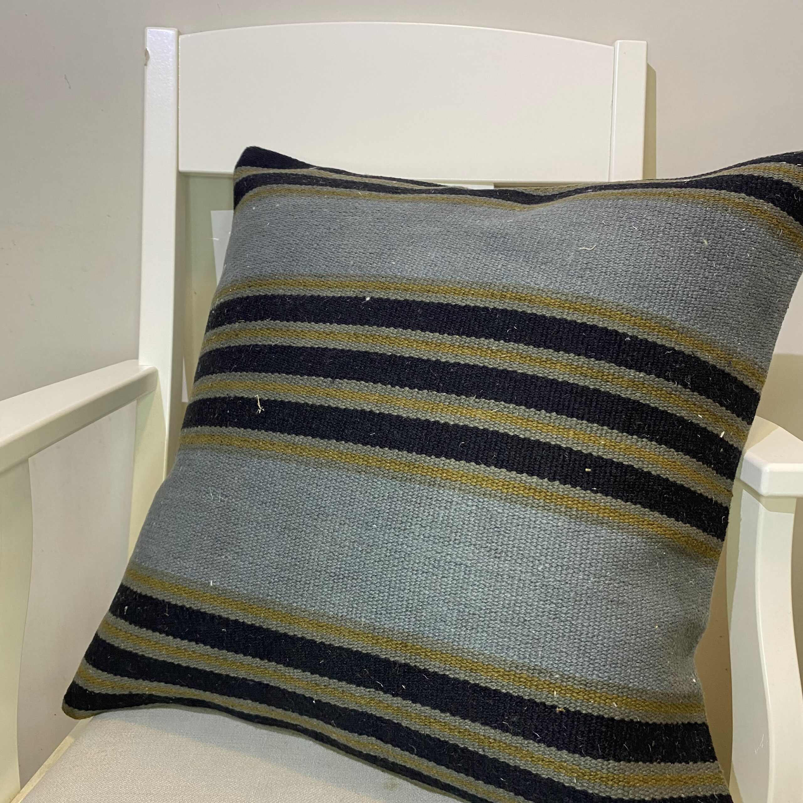 Hand-Woven Pillowcase, vintage rug, Kilim, hand-knotted wool, cotton & silk, size 50 × 50 cm, from Bergama