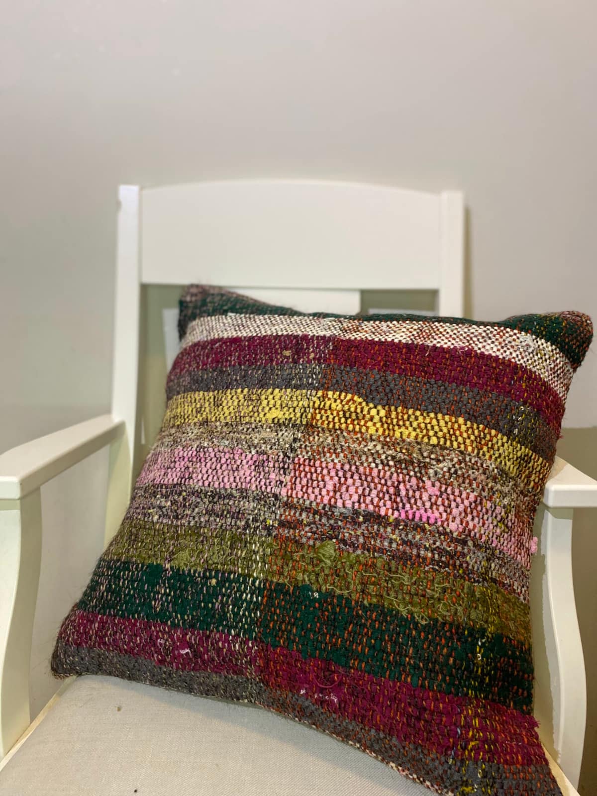 Hand-Woven Pillowcase, vintage rug, Kilim, hand-knotted silk, size 50 × 50 cm, from Kars