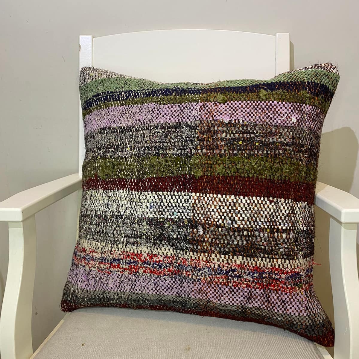 Hand-Woven Pillow Case, vintage rug, Kilim, hand-knotted wool, size 50 × 50 cm, from Kars