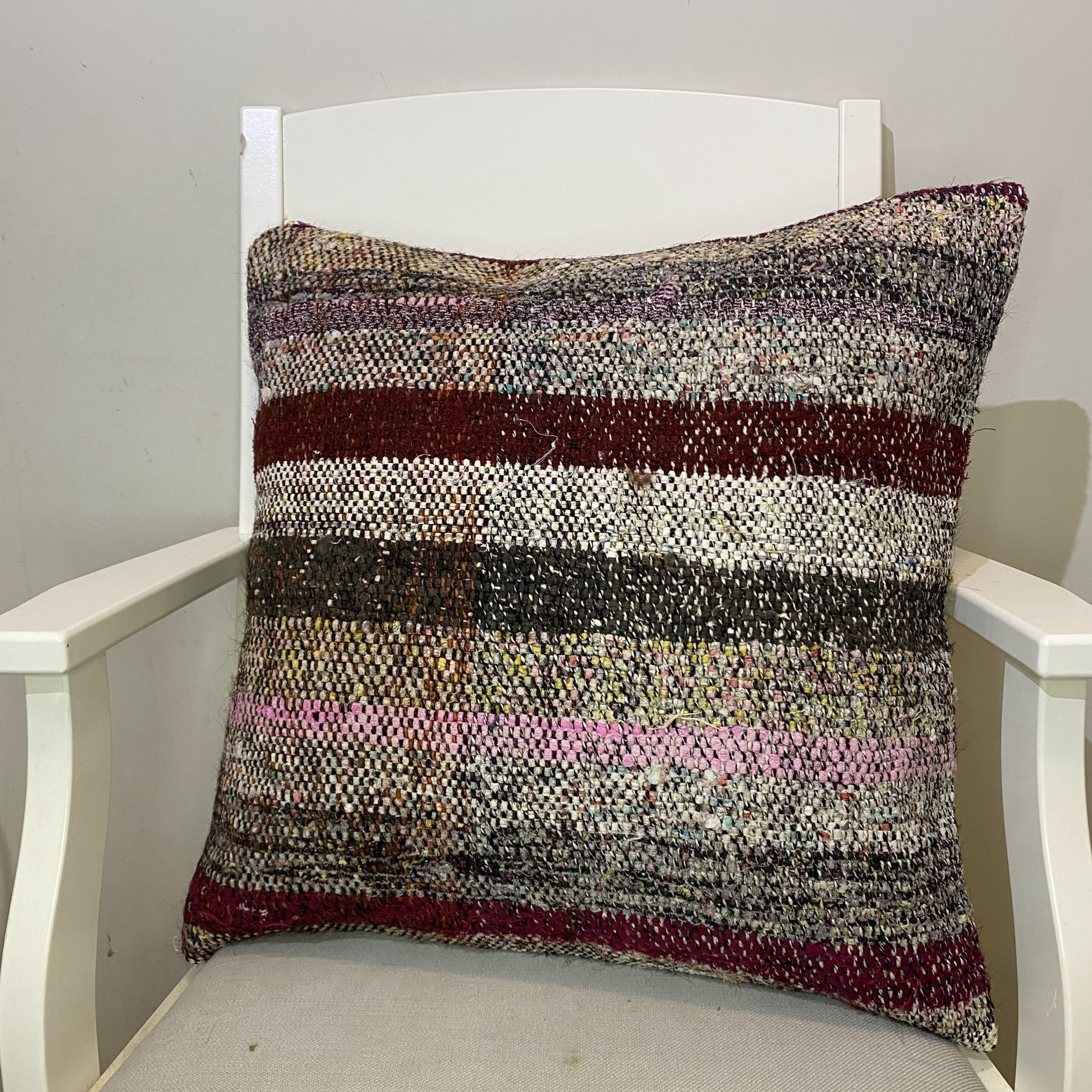 Hand-Woven Pillowcase, vintage rug, Kilim, hand-knotted wool & silk, size 50 × 50 cm, from Konya