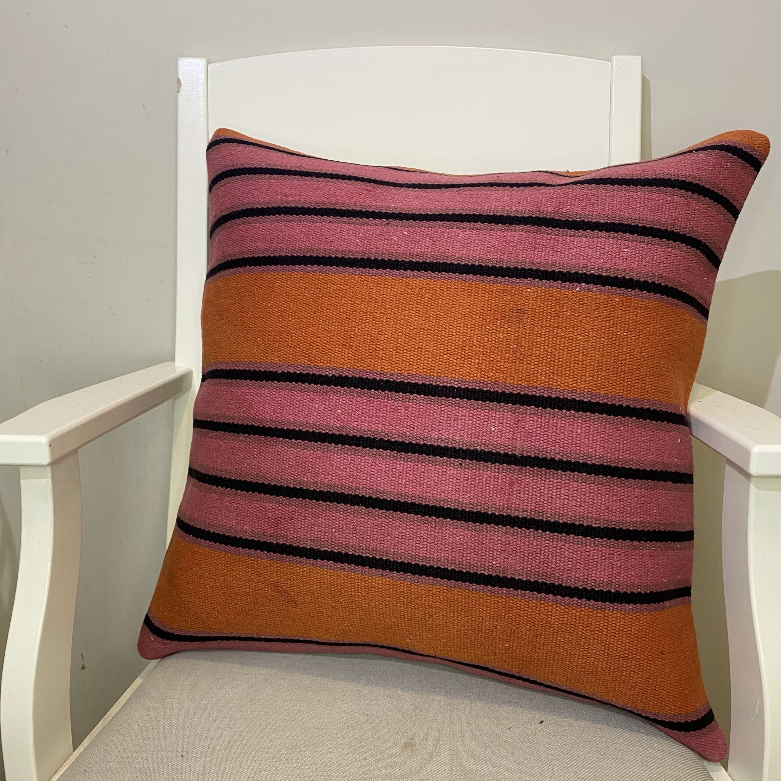 Hand-Woven Pillowcase — detail view 2, kilim vintage rug