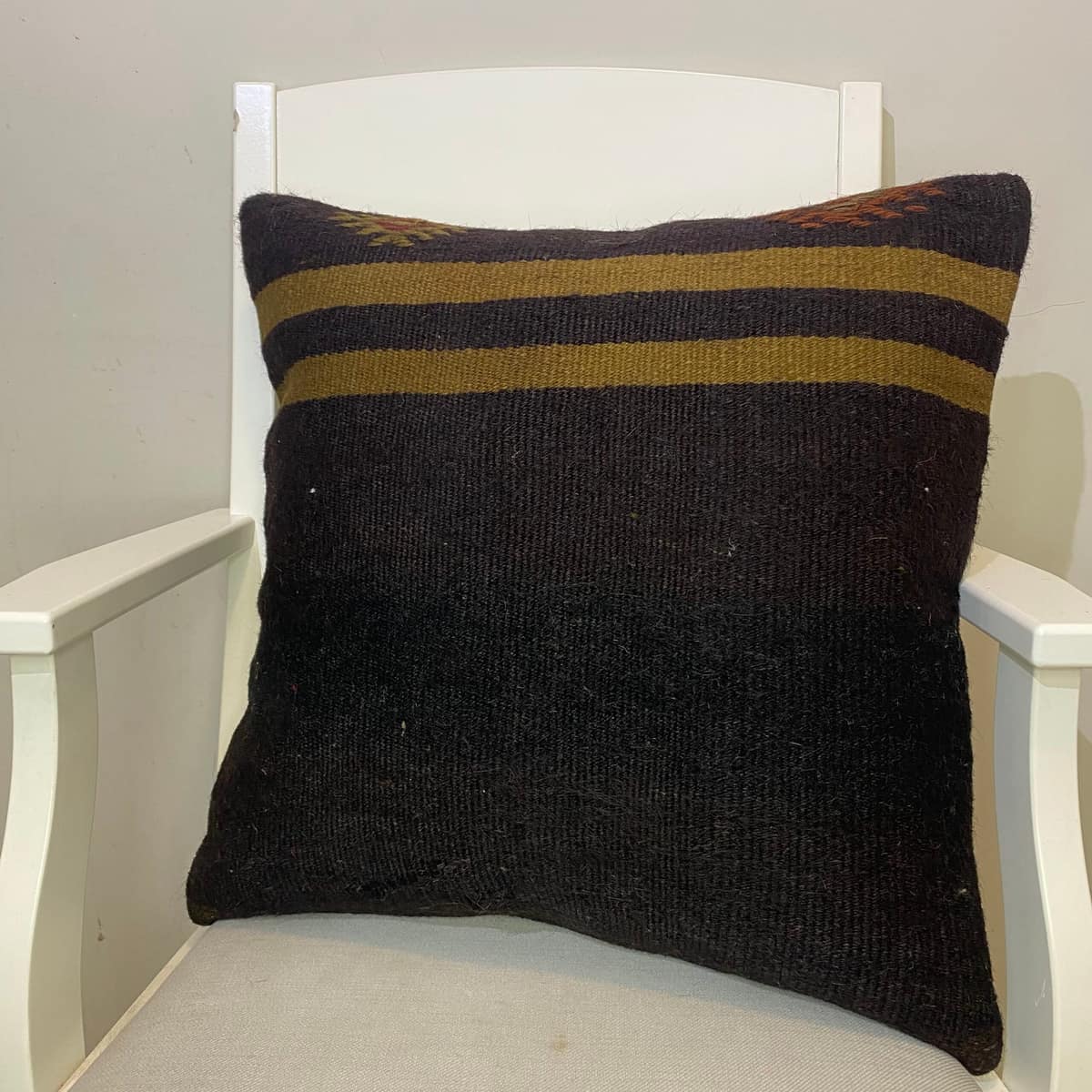 Hand-Woven Pillowcase, vintage rug, Kilim, hand-knotted cotton, size 50 × 50 cm, from Bergama