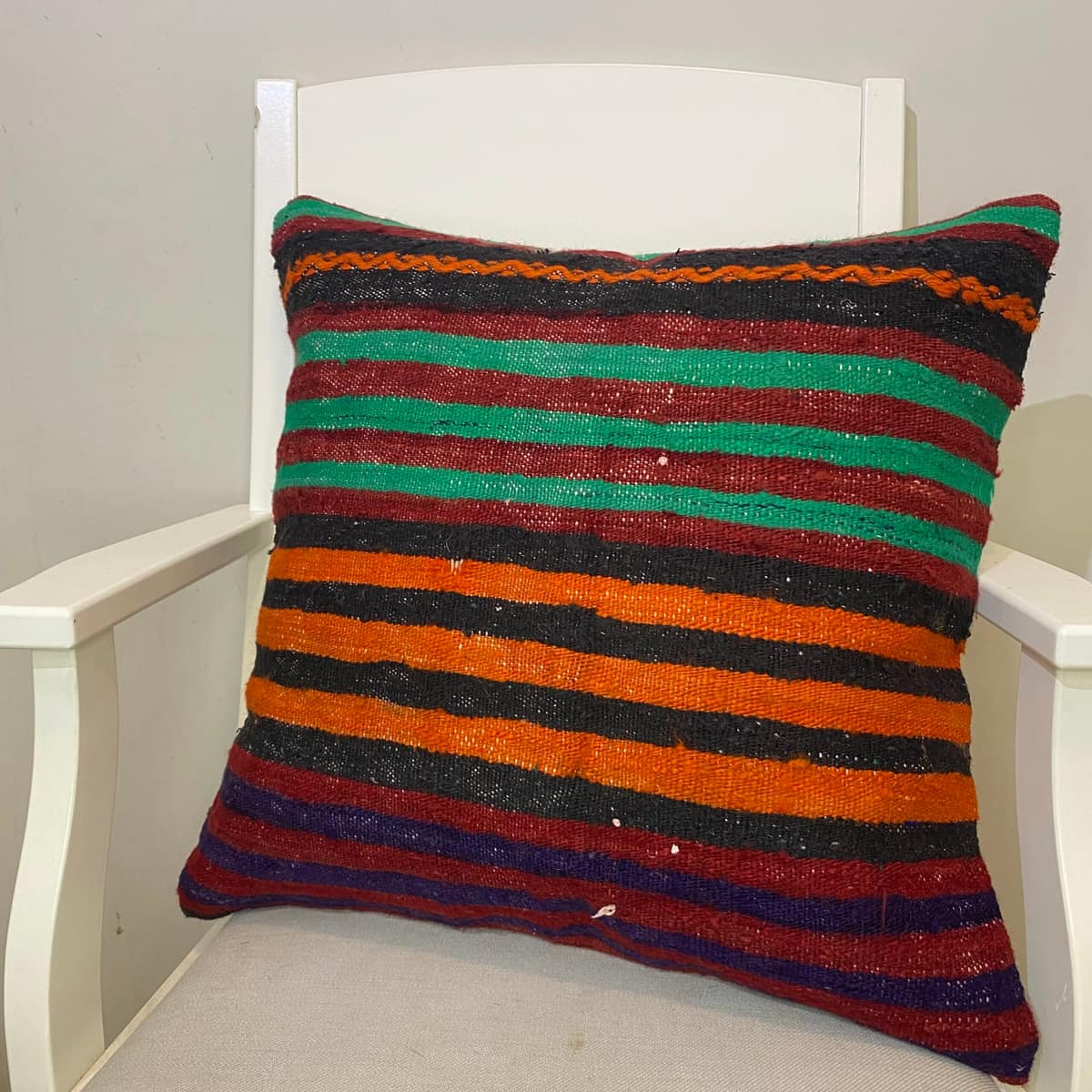 Hand-Woven Pillowcase, vintage rug, Kilim, hand-knotted wool & silk, size 50 × 50 cm, from Konya